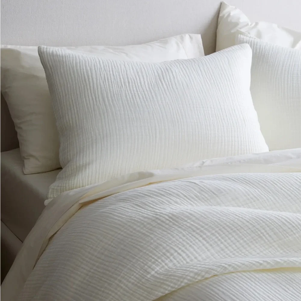 NWT Quince Organic Airy Gauze Queen Sham Set of 2 in Undyed